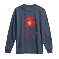 Sunflower Stroke Awareness Red Ribbon Long Sleeve Shirt