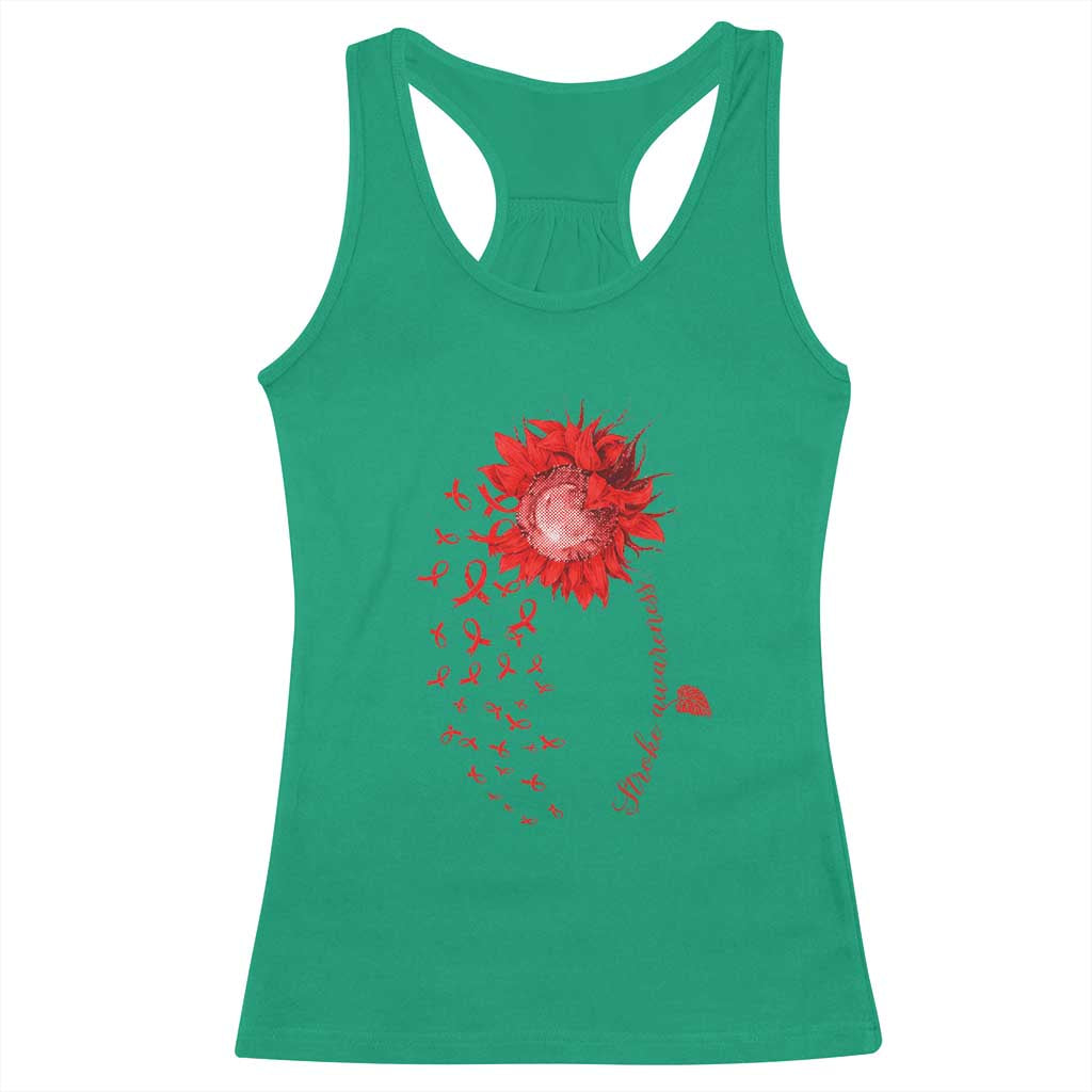 Sunflower Stroke Awareness Red Ribbon Racerback Tank Top