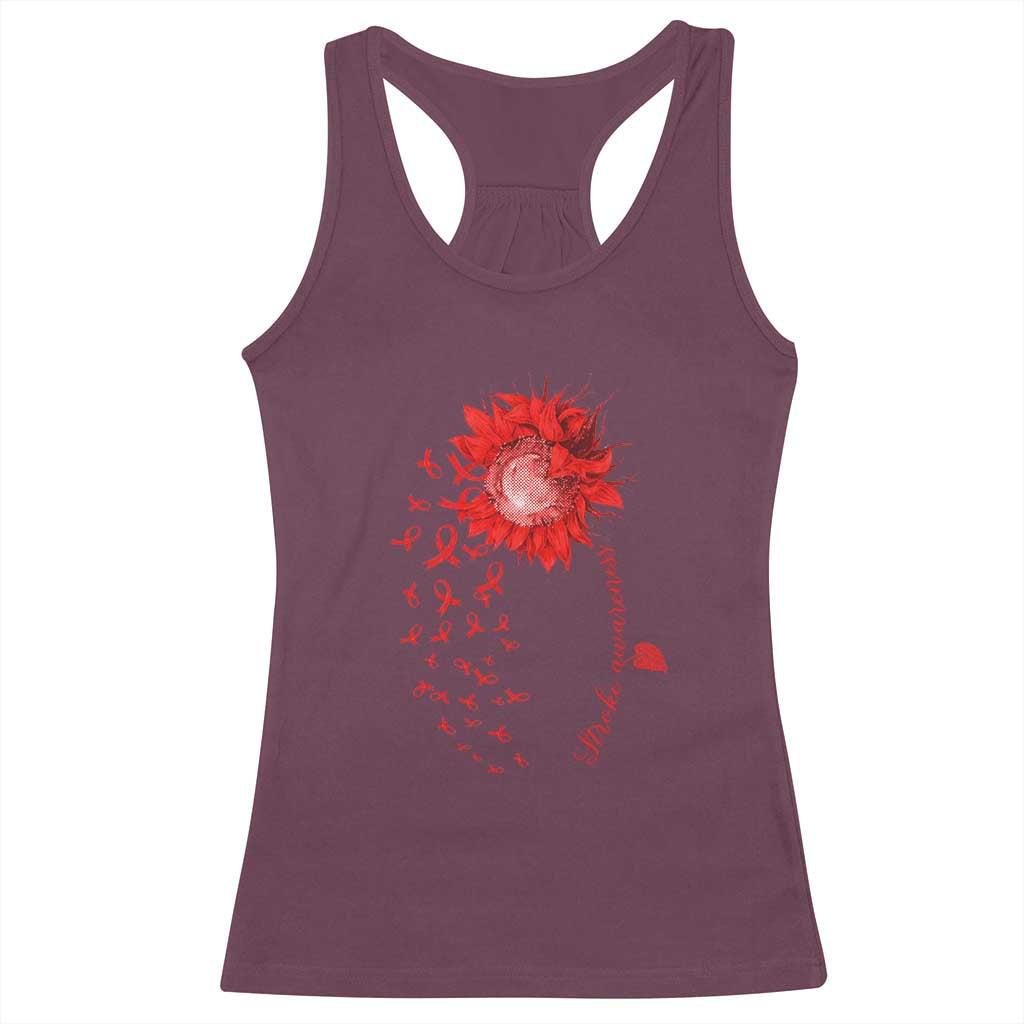 Sunflower Stroke Awareness Red Ribbon Racerback Tank Top