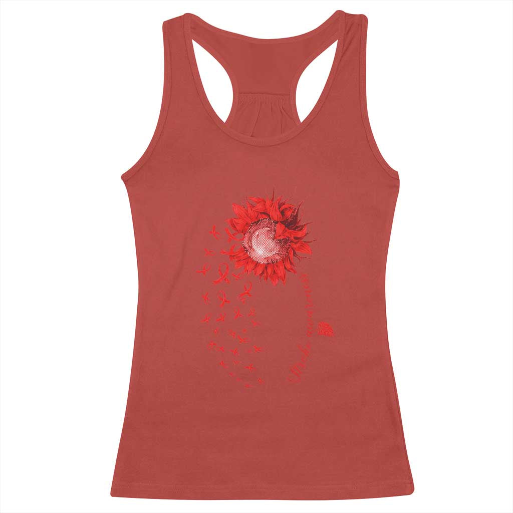 Sunflower Stroke Awareness Red Ribbon Racerback Tank Top