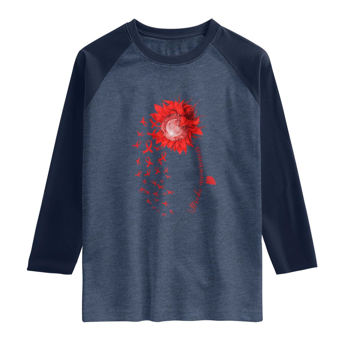 Sunflower Stroke Awareness Red Ribbon Raglan Shirt