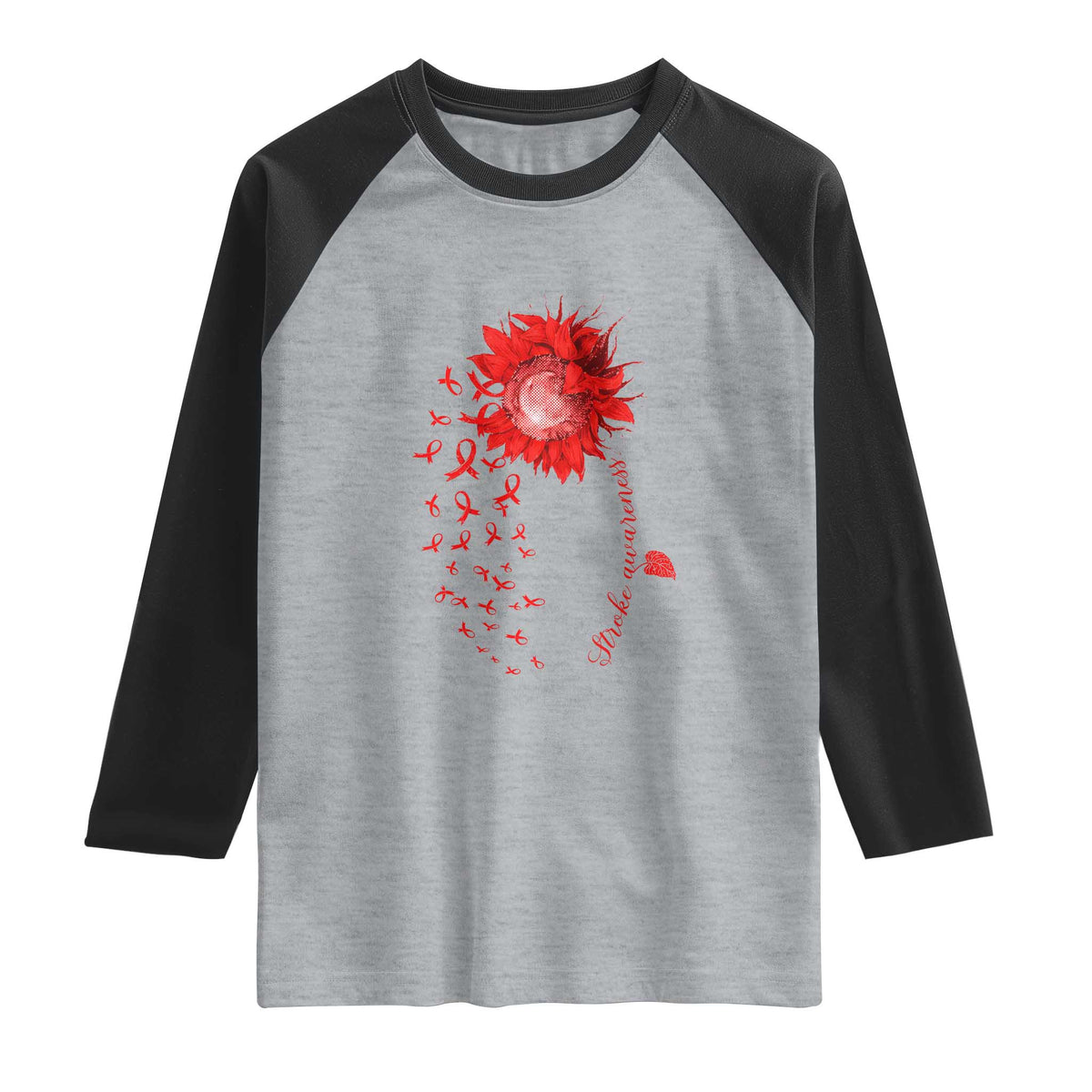 Sunflower Stroke Awareness Red Ribbon Raglan Shirt