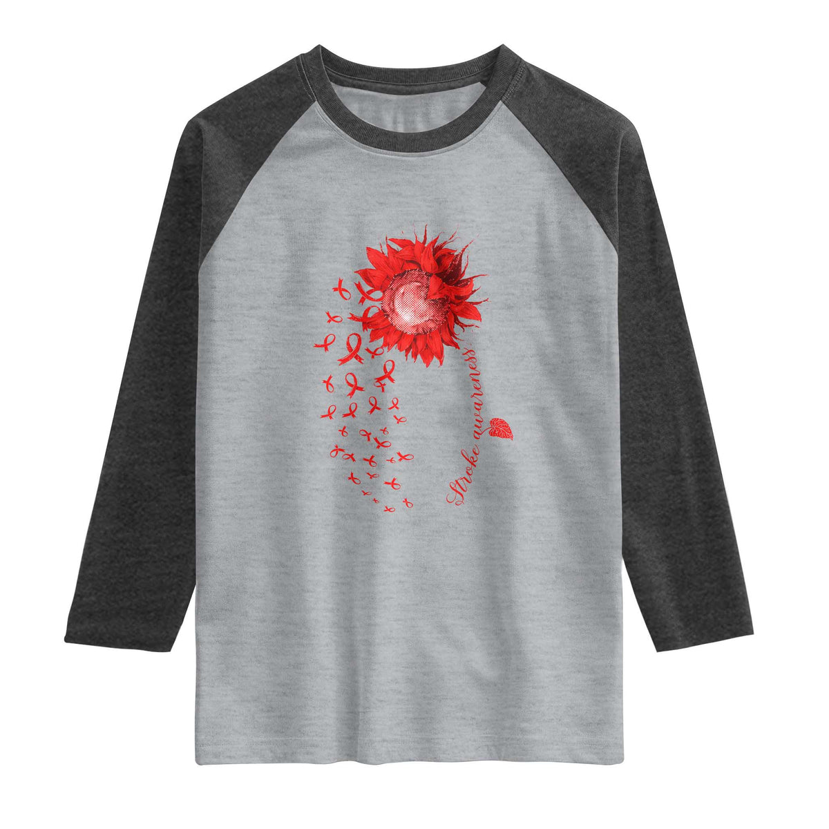 Sunflower Stroke Awareness Red Ribbon Raglan Shirt