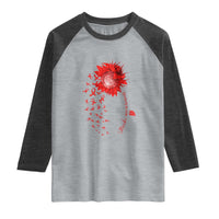 Sunflower Stroke Awareness Red Ribbon Raglan Shirt
