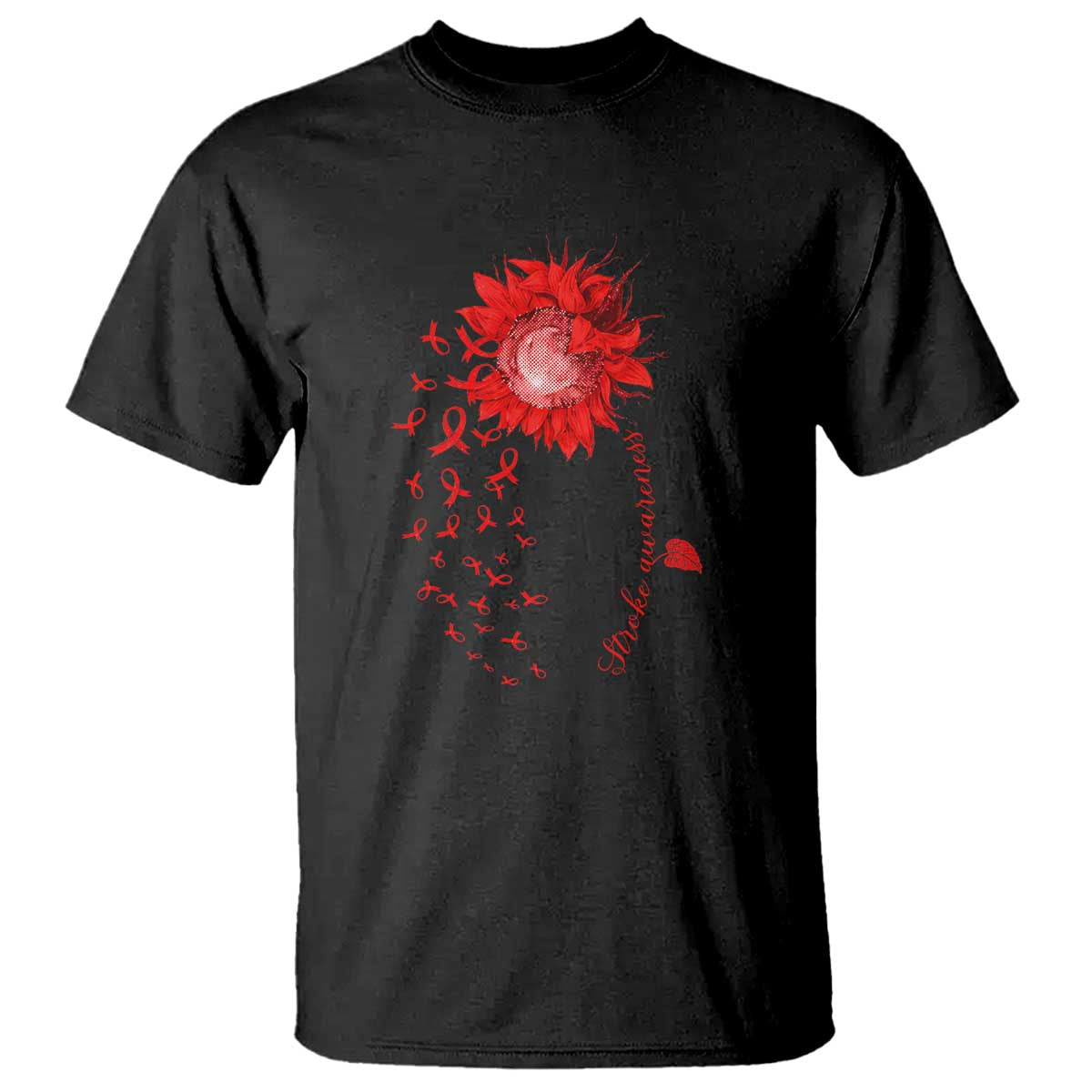 Sunflower Stroke Awareness Red Ribbon T Shirt