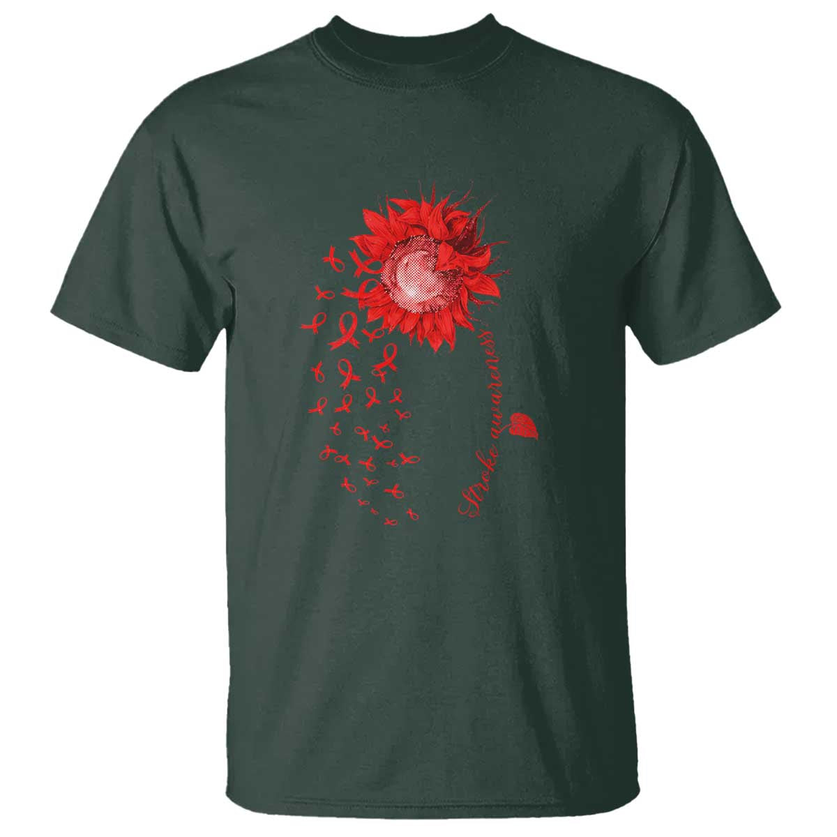Sunflower Stroke Awareness Red Ribbon T Shirt