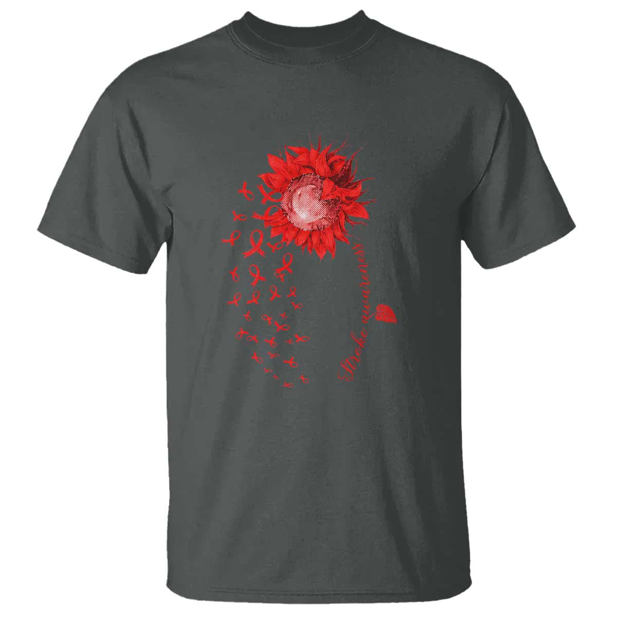 Sunflower Stroke Awareness Red Ribbon T Shirt