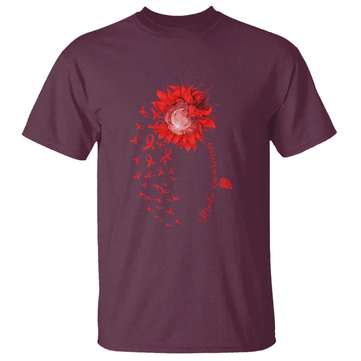 Sunflower Stroke Awareness Red Ribbon T Shirt