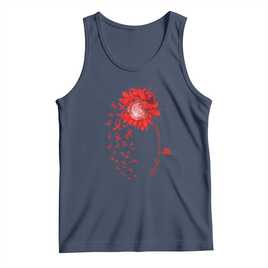 Sunflower Stroke Awareness Red Ribbon Tank Top