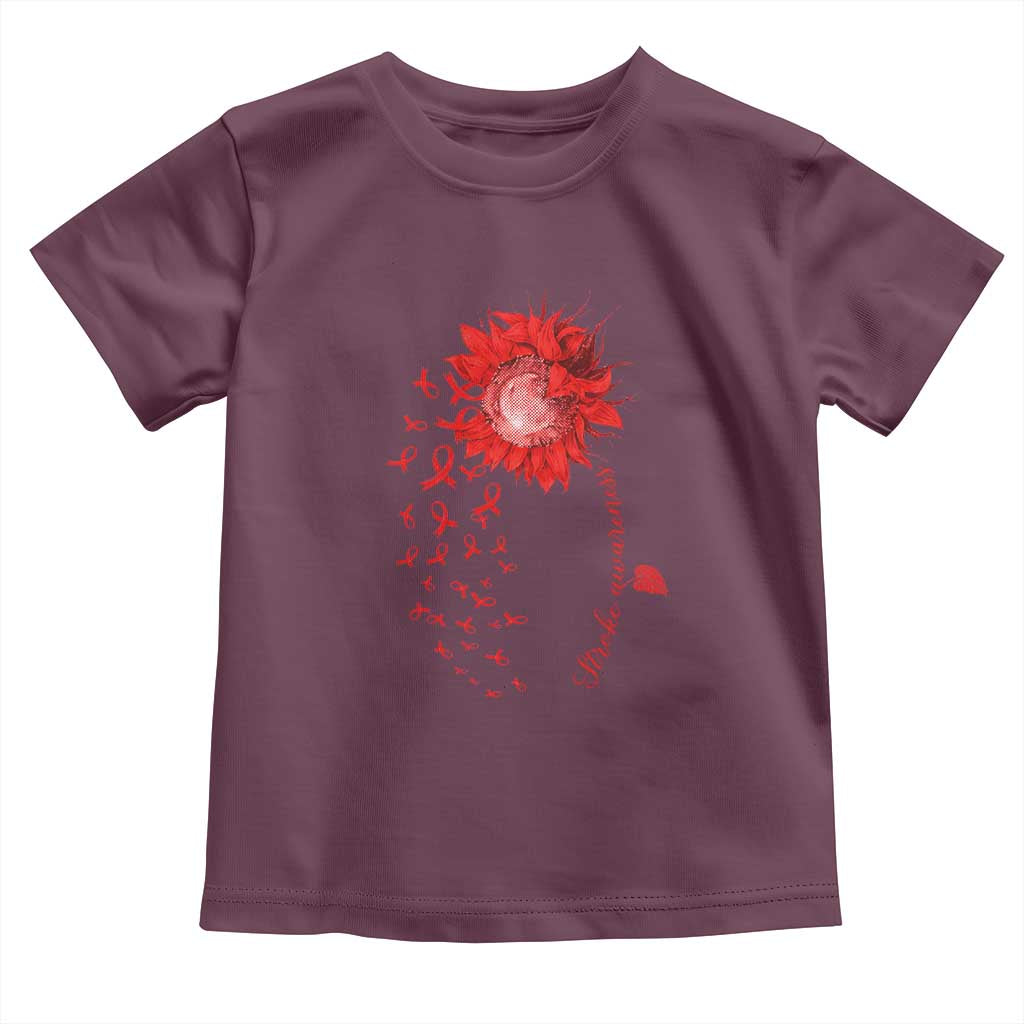 Sunflower Stroke Awareness Red Ribbon Toddler T Shirt