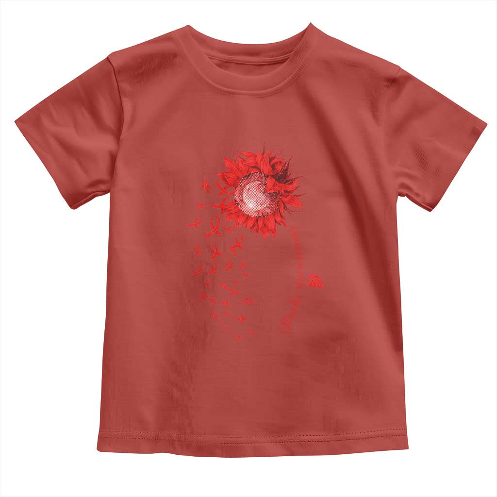 Sunflower Stroke Awareness Red Ribbon Toddler T Shirt
