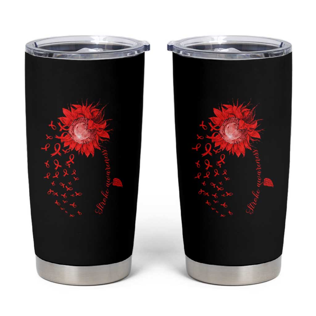 Sunflower Stroke Awareness Red Ribbon Tumbler Cup