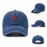 Sunflower Stroke Awareness Red Ribbon Washed Cotton Baseball Cap