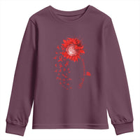 Sunflower Stroke Awareness Red Ribbon Youth Sweatshirt
