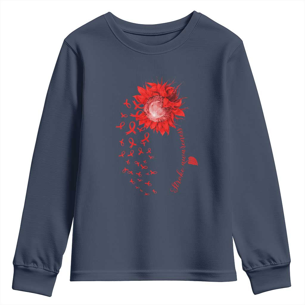 Sunflower Stroke Awareness Red Ribbon Youth Sweatshirt
