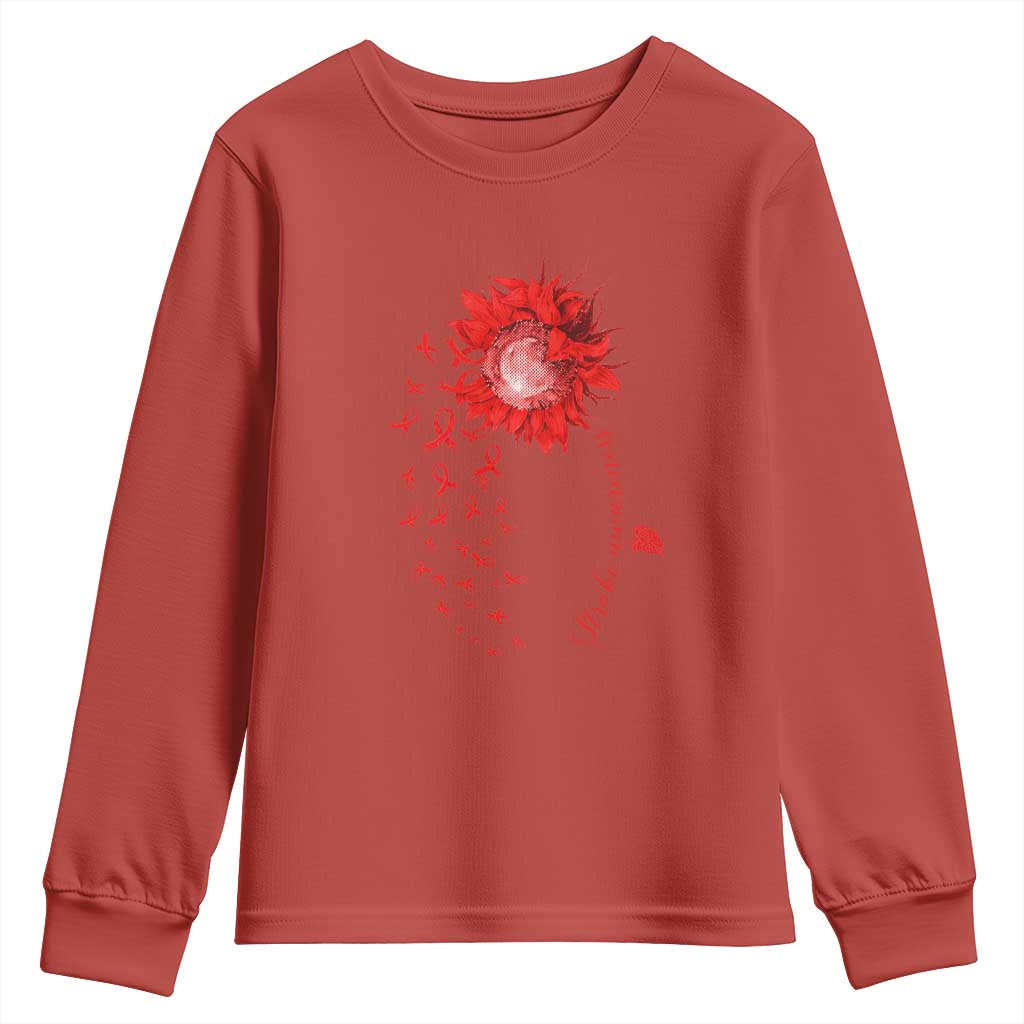 Sunflower Stroke Awareness Red Ribbon Youth Sweatshirt