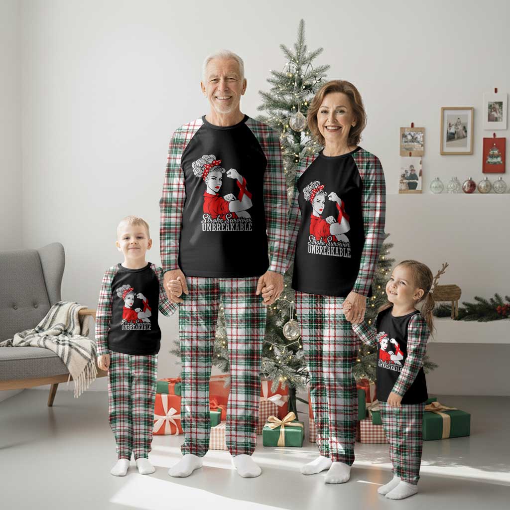 Stroke Survivor Unbreakable Plaid Pajama Set Stroke Awareness Gift