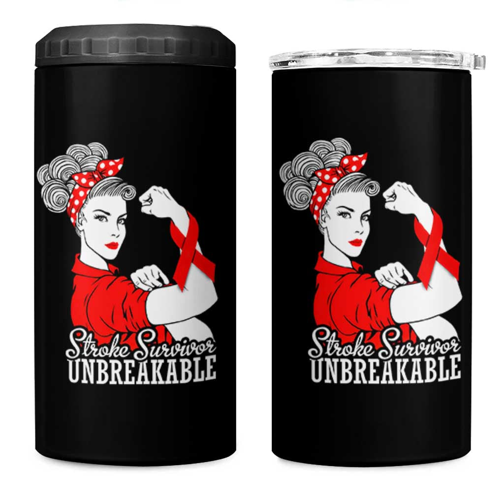 Stroke Survivor Unbreakable 4 in 1 Can Cooler Tumbler Stroke Awareness Gift
