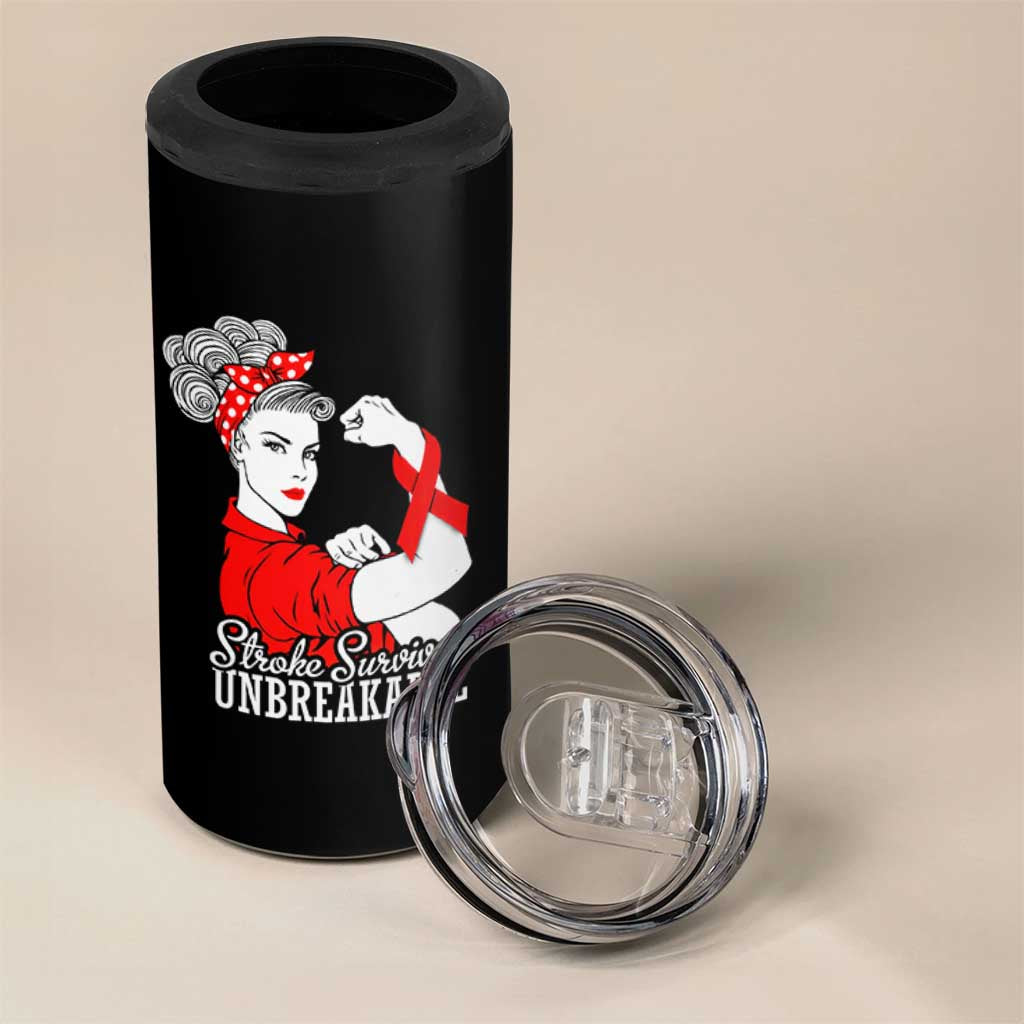 Stroke Survivor Unbreakable 4 in 1 Can Cooler Tumbler Stroke Awareness Gift