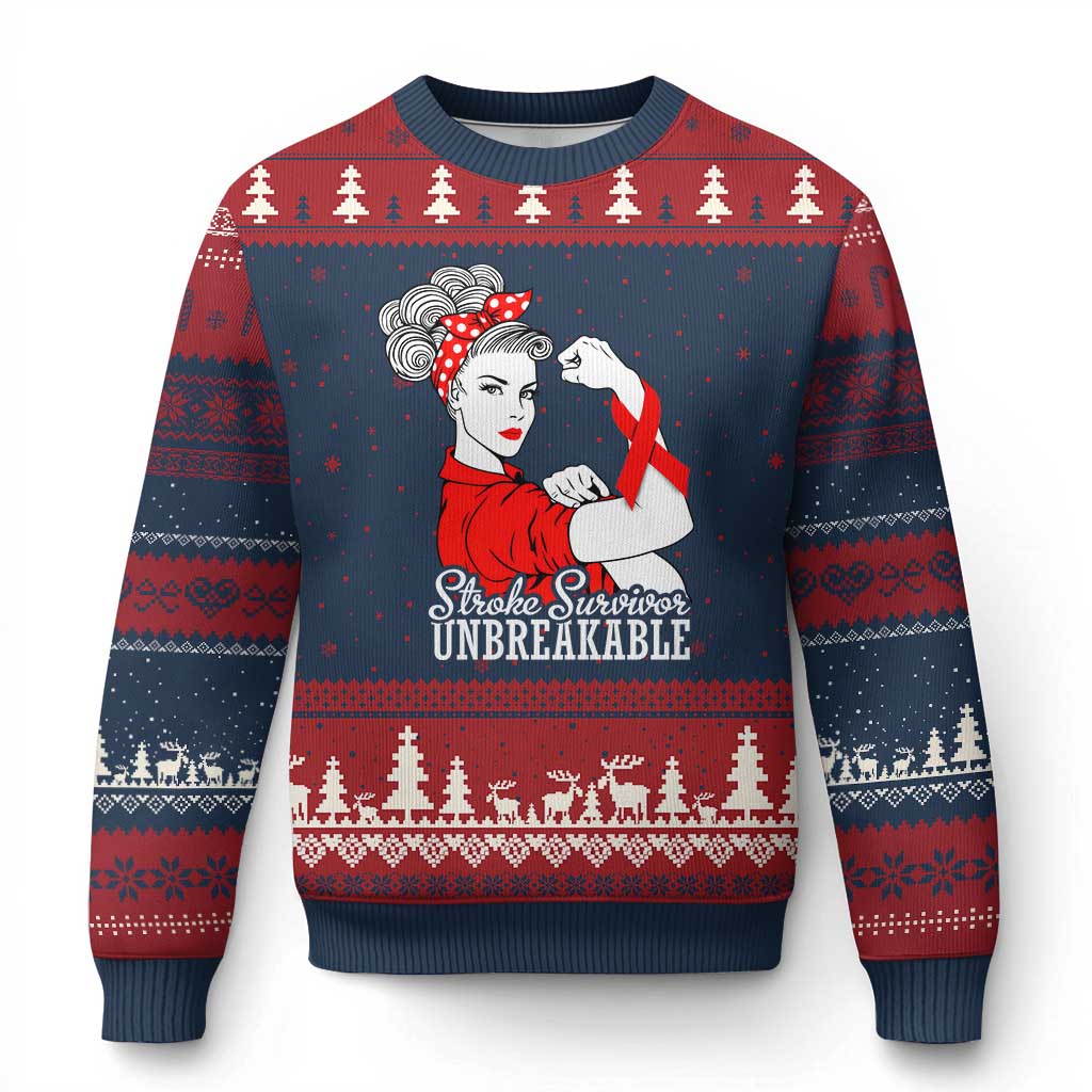 Stroke Survivor Unbreakable Ugly Christmas Sweater Stroke Awareness Gift