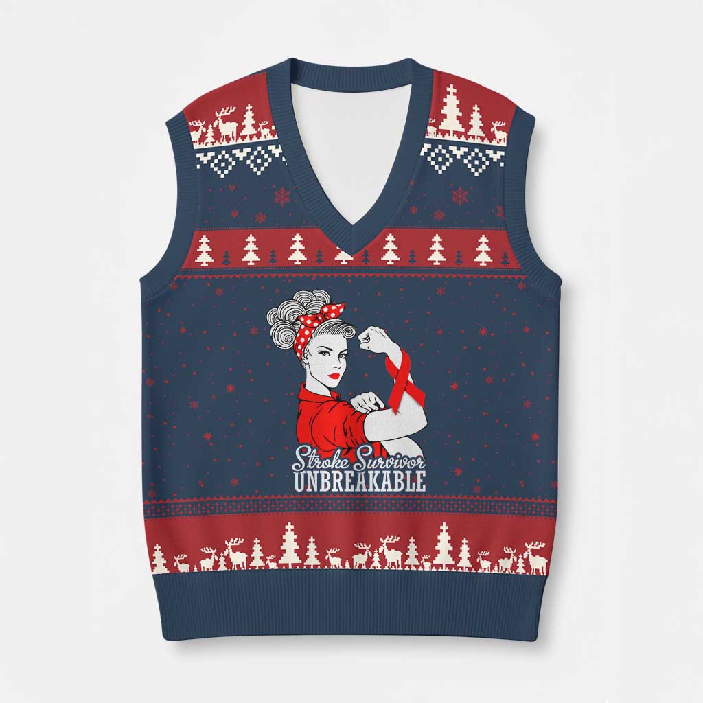 Stroke Survivor Unbreakable V-Neck Knit Sweater Vest Stroke Awareness Gift