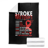 Stroke Warrior Throw Blanket I know Pain Fear Feather Red Ribbon
