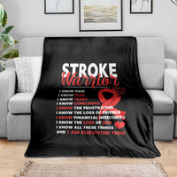 Stroke Warrior Throw Blanket I know Pain Fear Feather Red Ribbon