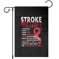 Stroke Warrior Garden Flag I know Pain Fear Feather Red Ribbon