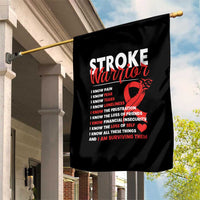 Stroke Warrior Garden Flag I know Pain Fear Feather Red Ribbon