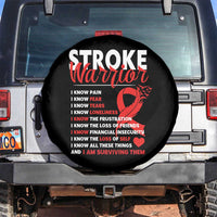 Stroke Warrior Spare Tire Cover I know Pain Fear Feather Red Ribbon