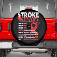 Stroke Warrior Spare Tire Cover I know Pain Fear Feather Red Ribbon