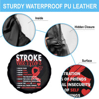 Stroke Warrior Spare Tire Cover I know Pain Fear Feather Red Ribbon
