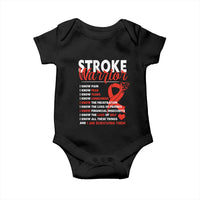 Stroke Warrior Baby Onesie I know Pain Fear Feather Red Ribbon