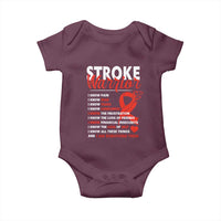 Stroke Warrior Baby Onesie I know Pain Fear Feather Red Ribbon