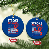 Stroke Warrior Ceramic Ornament I know Pain Fear Feather Red Ribbon
