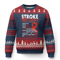 Stroke Warrior Ugly Christmas Sweater I know Pain Fear Feather Red Ribbon