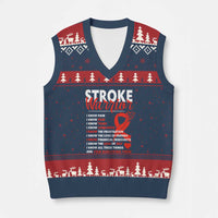 Stroke Warrior V-Neck Knit Sweater Vest I know Pain Fear Feather Red Ribbon