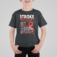 Stroke Warrior T Shirt For Kid I know Pain Fear Feather Red Ribbon