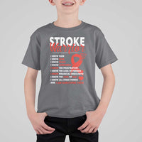 Stroke Warrior T Shirt For Kid I know Pain Fear Feather Red Ribbon