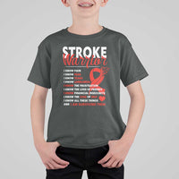 Stroke Warrior T Shirt For Kid I know Pain Fear Feather Red Ribbon
