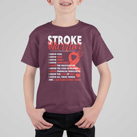 Stroke Warrior T Shirt For Kid I know Pain Fear Feather Red Ribbon