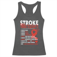 Stroke Warrior Racerback Tank Top I know Pain Fear Feather Red Ribbon