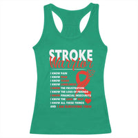 Stroke Warrior Racerback Tank Top I know Pain Fear Feather Red Ribbon