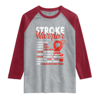 Stroke Warrior Raglan Shirt I know Pain Fear Feather Red Ribbon