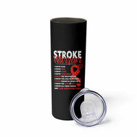 Stroke Warrior Skinny Tumbler I know Pain Fear Feather Red Ribbon