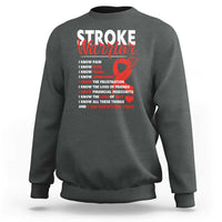 Stroke Warrior Sweatshirt I know Pain Fear Feather Red Ribbon