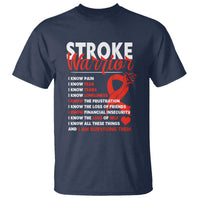 Stroke Warrior T Shirt I know Pain Fear Feather Red Ribbon