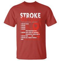 Stroke Warrior T Shirt I know Pain Fear Feather Red Ribbon