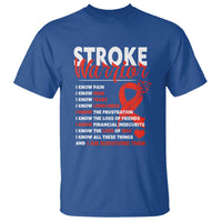 Stroke Warrior T Shirt I know Pain Fear Feather Red Ribbon