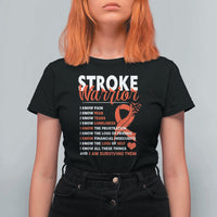 Stroke Warrior T Shirt For Women I know Pain Fear Feather Red Ribbon